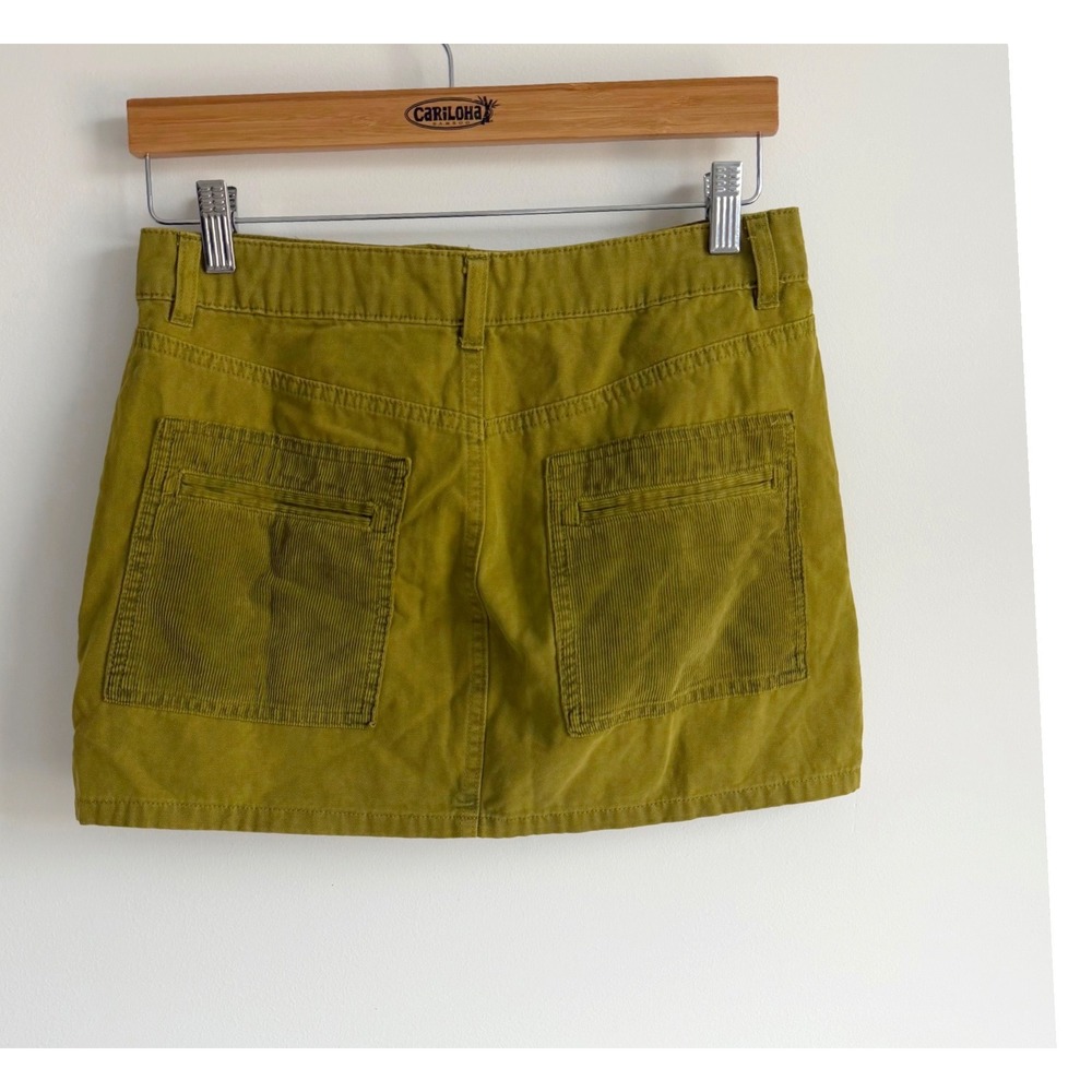 Forever 21 Womens Textured Cargo Mini Skirt Size M Olive Green Grunge Y2K Boho